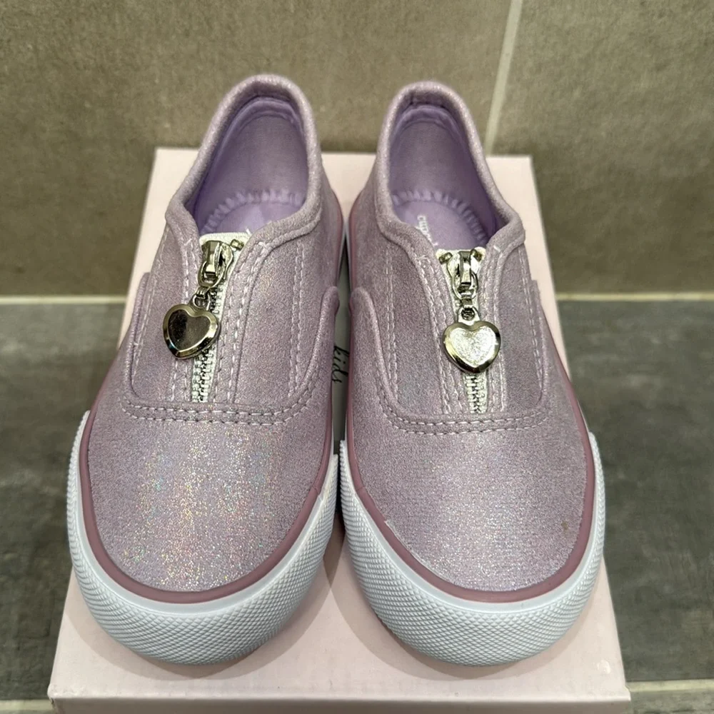 Toddler canvas heart zipper sneakers in sparkly purple - Picture 7 of 7